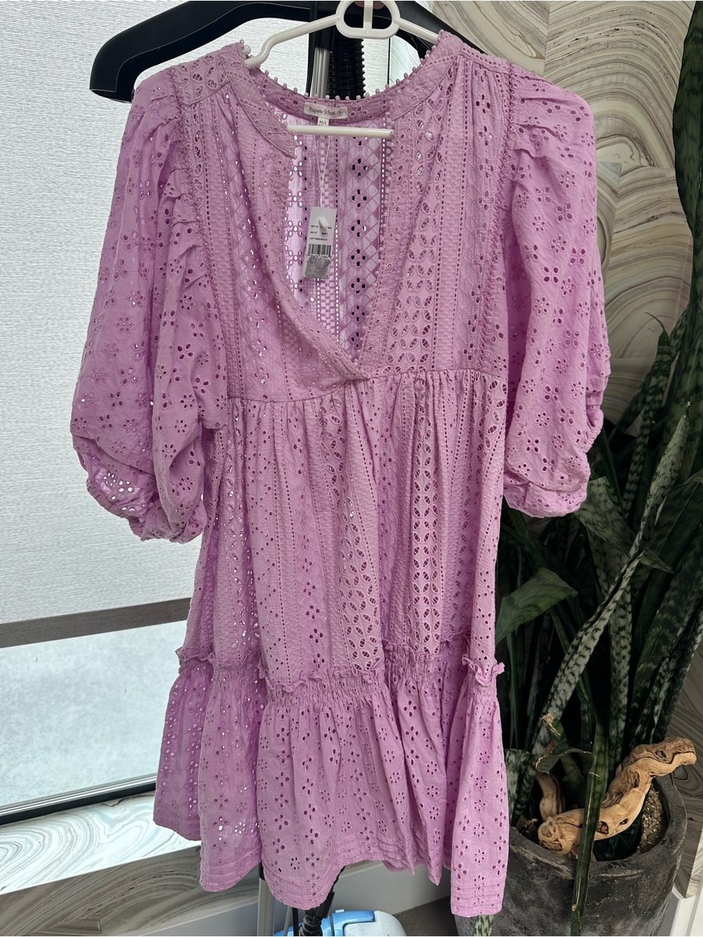 Poupette St. Barth - Aria Lilac Eyelet V-Neck Dress - Picture 9 of 11